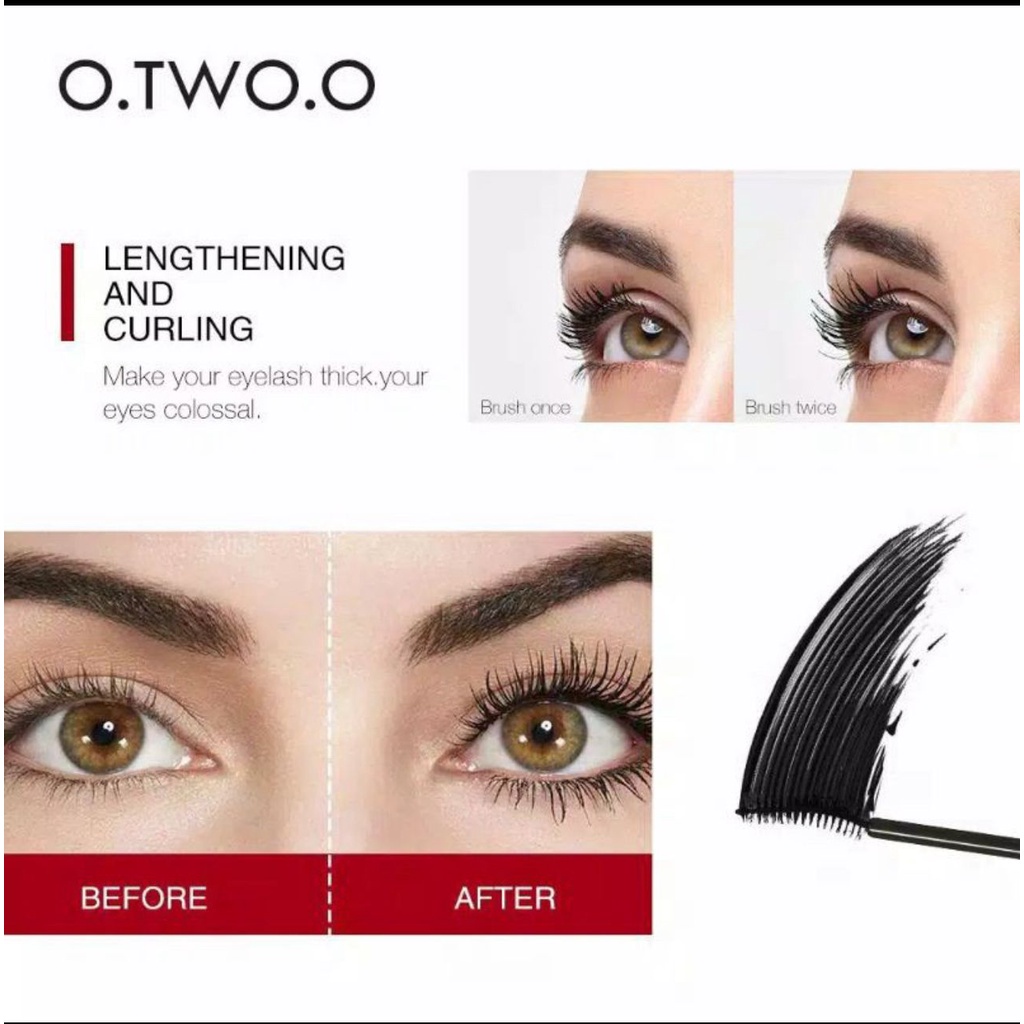 O.TWO.O Mascara Waterproof Long Lasting Volumizing Eye Lash Makeup / O.TWO.O Gold Mascara Waterproof Long Lasting Curling Eyelash Cosmetic Maskara badai tahan air dan tahan lama