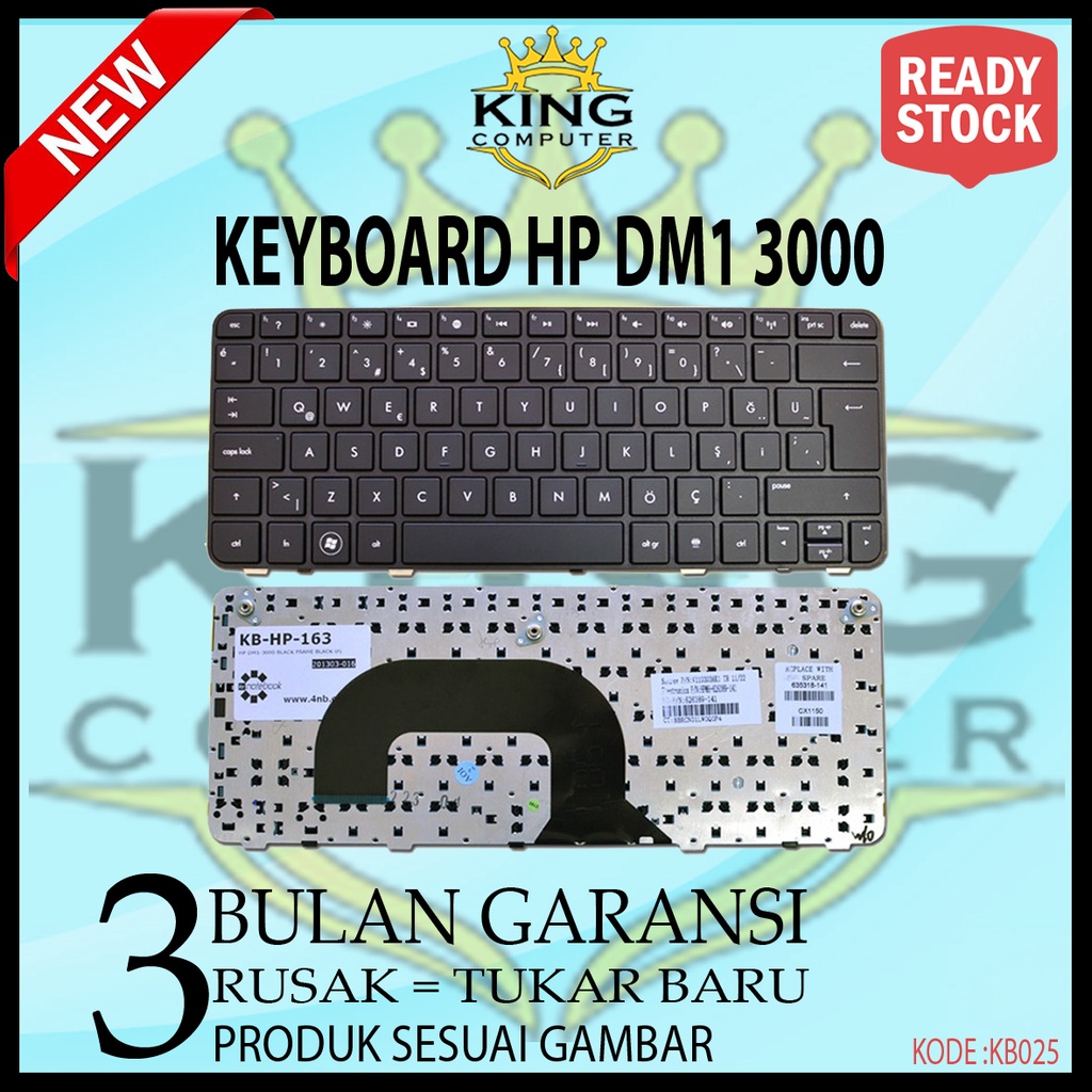 Keyboard Laptop HP Pavilion dm1-3000 dm1-3100 dm1-3200 DM1-4000 HITAM