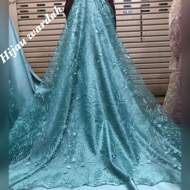 Kain Tile Akar Mutiara/ Bahan Tile/Bahan Kebaya Brokat Tulle