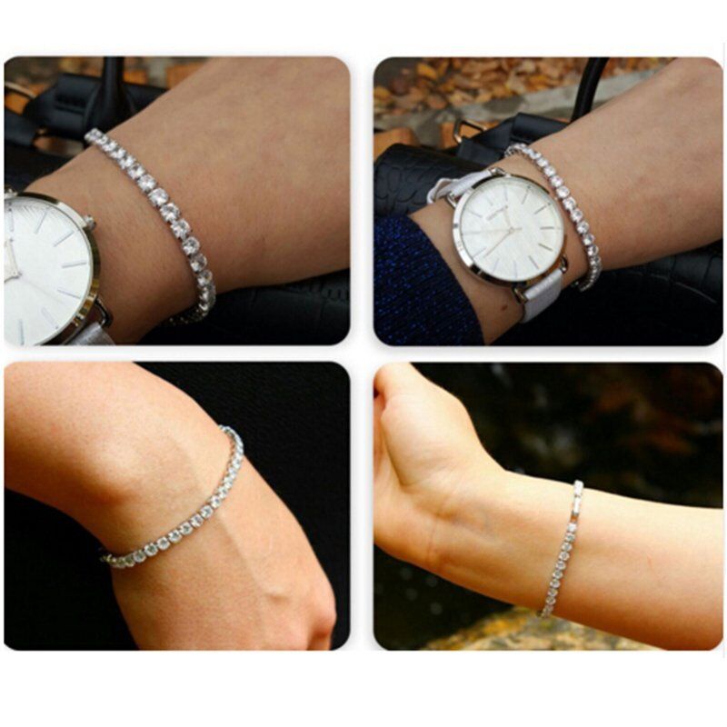 Gelang Rantai Lapis Silver Dengan Kristal Untuk Wanita