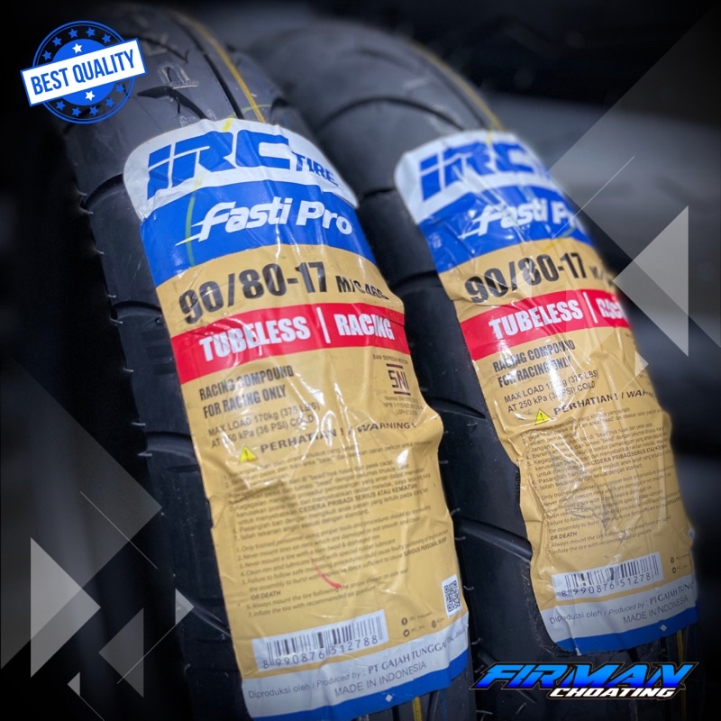 IRC FASTI PRO 90/80-17 RACE COMPOUND BAN LUAR RACING TUBLES MOTOR BEBEK DLL (PRODUKSI 2022)