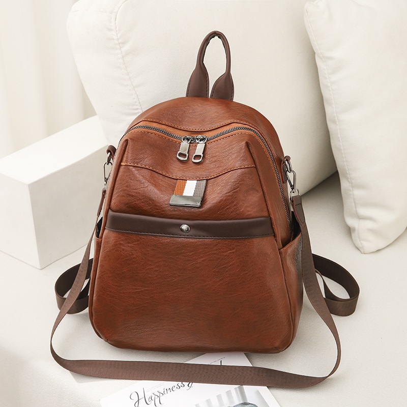 TAS RANSEL WANITA  BACKPACK FASHION AGNENA TA697B7 KOREA BRANDED IMPORT KULIT COKLAT PREMIUM REMAJA CEWEK GENDONG PUNGGUNG SEKOLAH KULIAH KERJA BATAM KEKINIAN MURAH