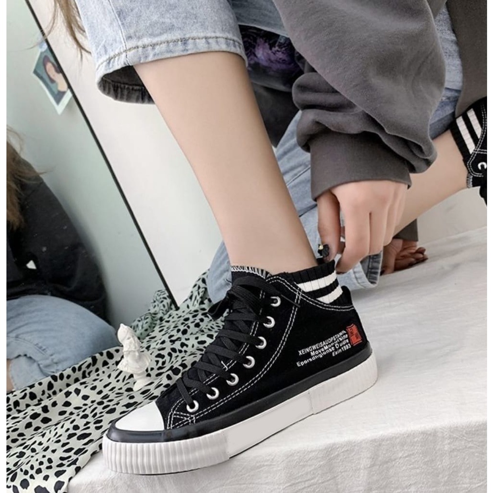 Sepatu Sneakers Kanvas Higt Import Korean Style AS178