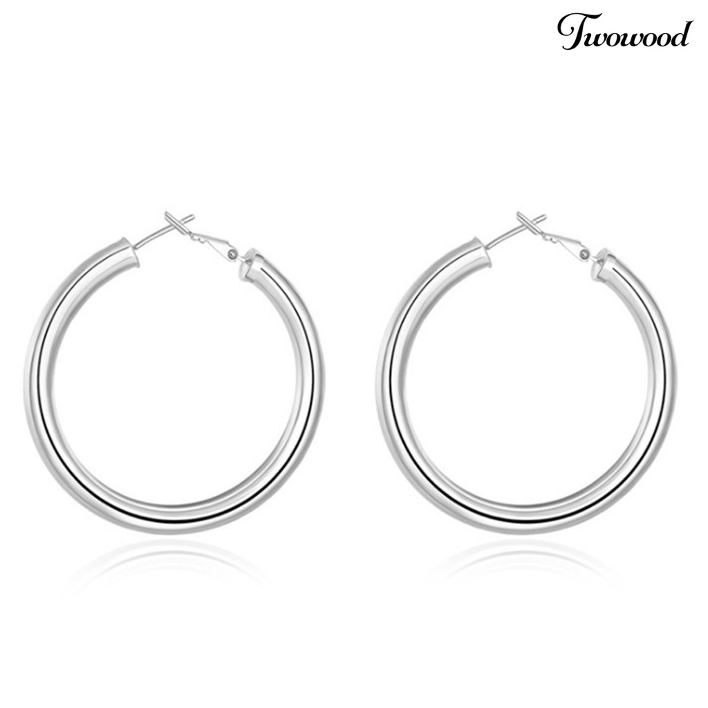 Anting Hoop Bahan Stainless Warna Solid Gaya Vintage Untuk Wanita