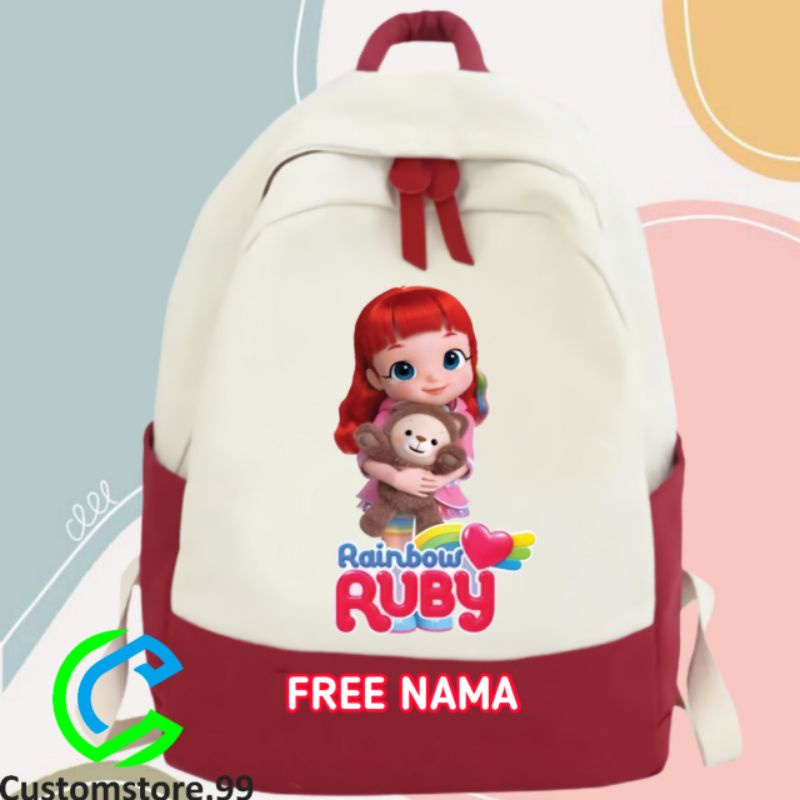 TAS RANSEL ANAK RAINBOW RUBY FREE NAMA