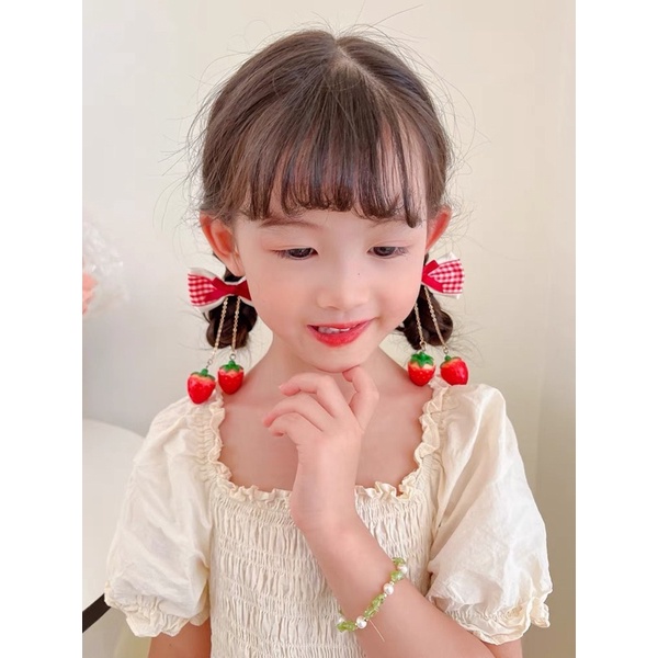 Delunashop_Acc Jepit Rambut Anak Model Pita Hairpin Rambut Cewek HairClips Perempuan Bisa COD motif renda yg cantik Dan unik harga per 1 pasang isi 2 pcs motif strawberry