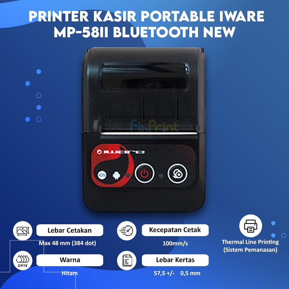 Printer Kasir Portable IWare MP-58II, Thermal Mobile Bluetooth MP58II