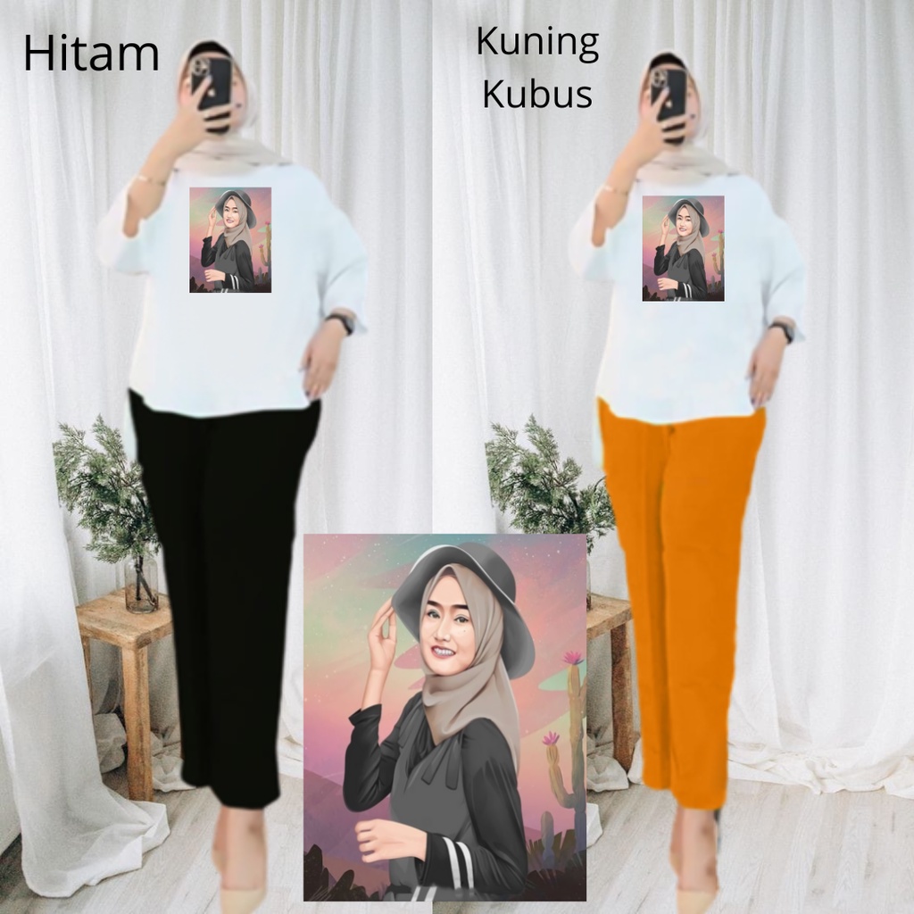 Setelan Tunik Muslim Hijab Topi Black / Blouse Wanita Kombinasi