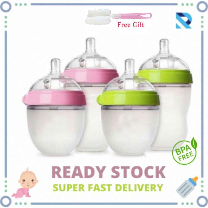 Botol Dot Silikon 150ml / 250ml Botol Susu Bayi Wide Neck Silicone Food Grade Tahan Panas