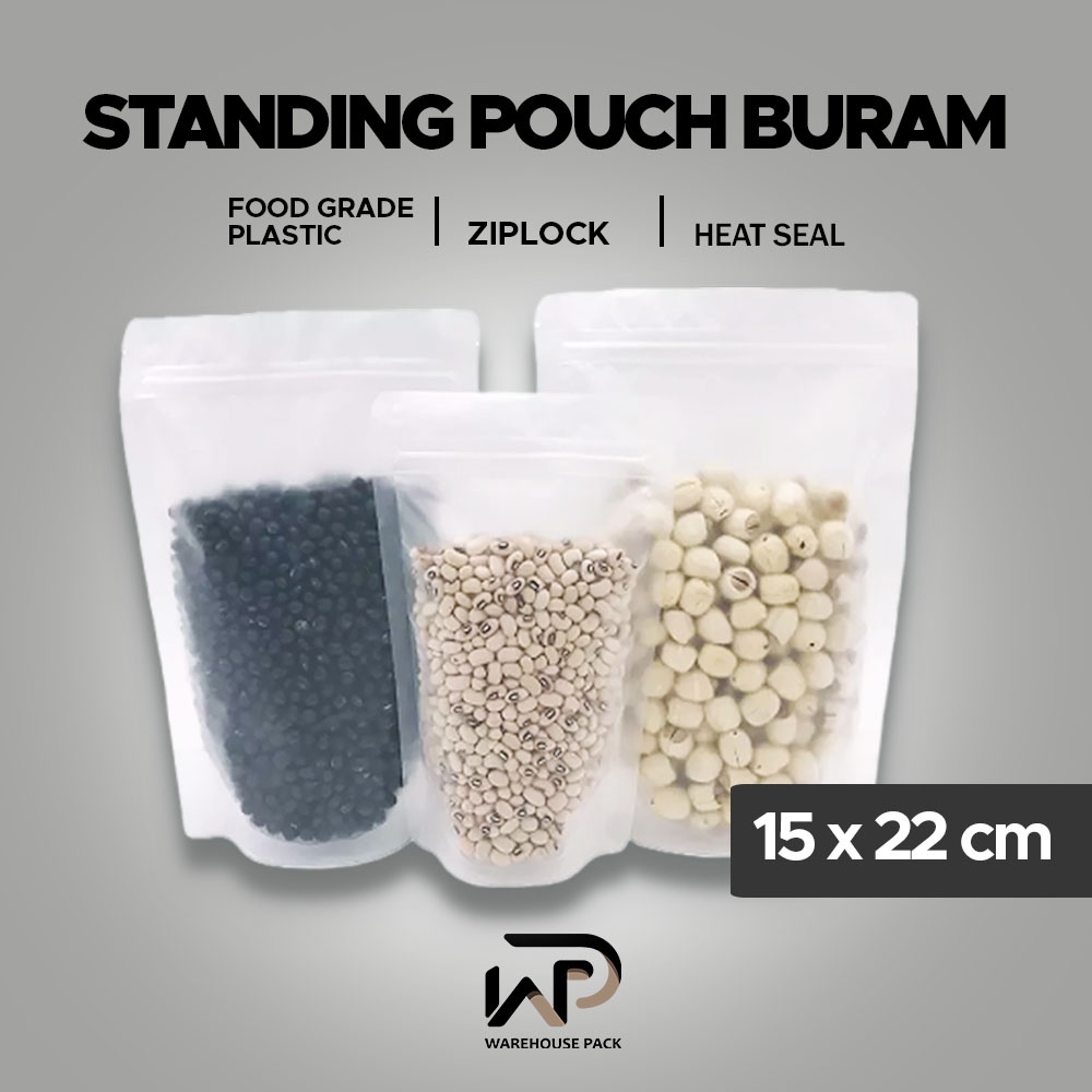 ( 1 Pcs ) Standing Pouch Buram 15 x 22 cm | Plastik Klip Buram | Plastik Klip Buram Ziplock | Kemasa