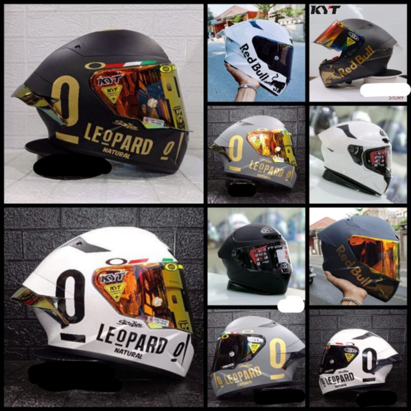 Helm kyt bisa cod HELM KYT helm kyt tt course black dop putih dan gorila matt paket ganteng leopard 
