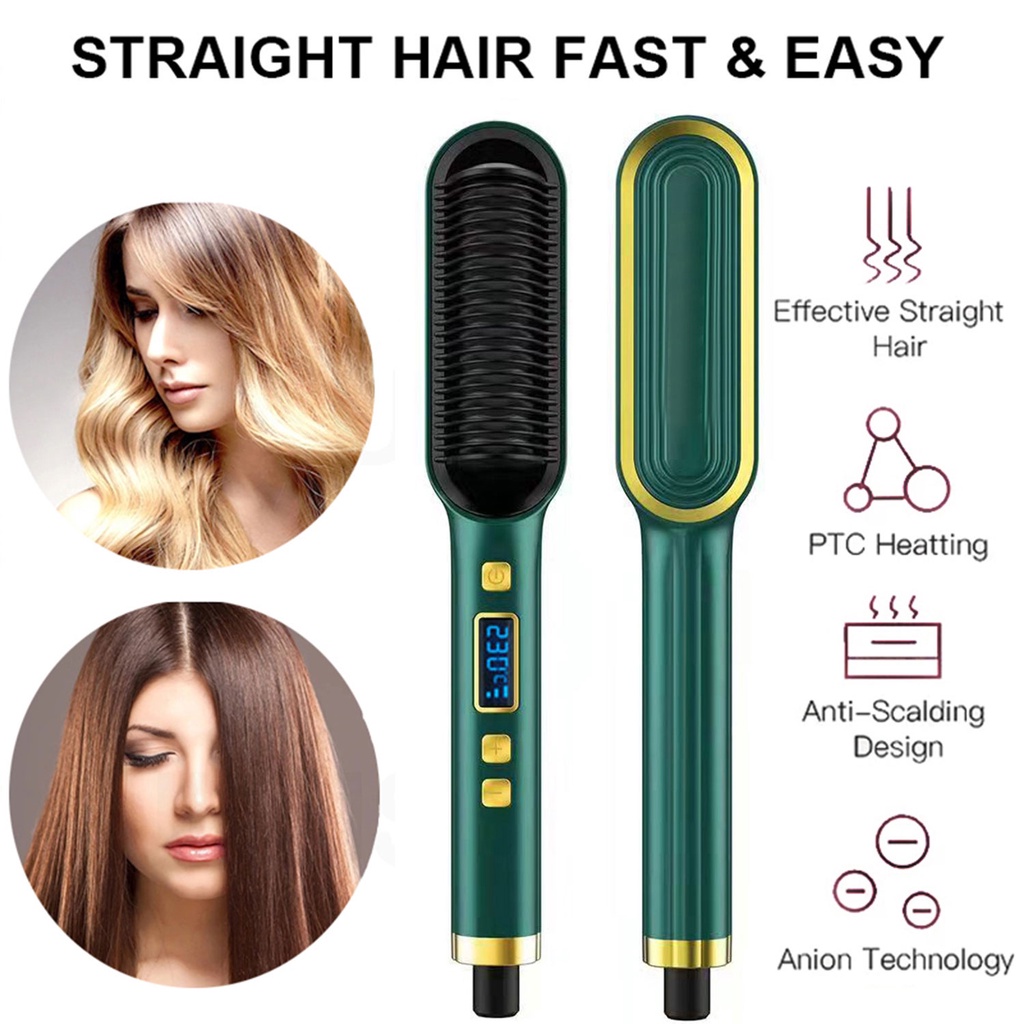 Sisir Catokan Pelurus Rambut (rambut lurus dan keriting) 2 in 1 tidak menyakiti rambut straightening Combs