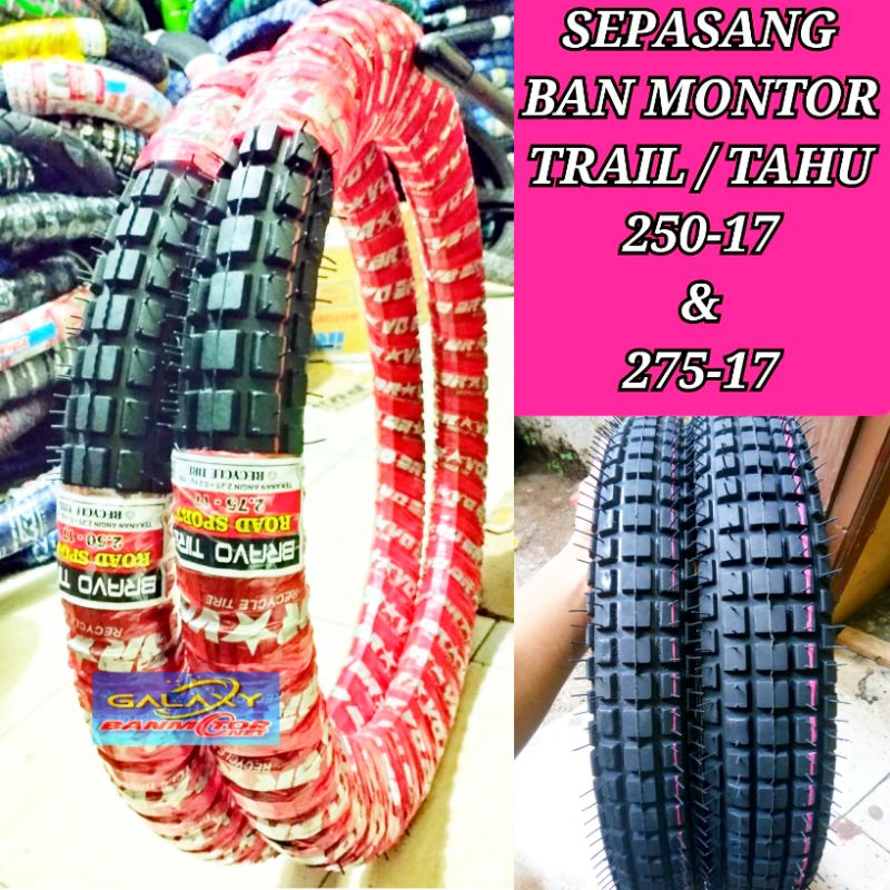 SEPASANG BAN LUAR TRAIL 250-17 DAN 275-17 ban motor honda supra revo vega jupiter smash shogun Ban L
