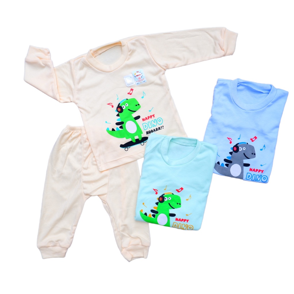 Set Baju Bayi Katun Double Setelan Premium Baju Panjang Pampers Motif Baby Shark