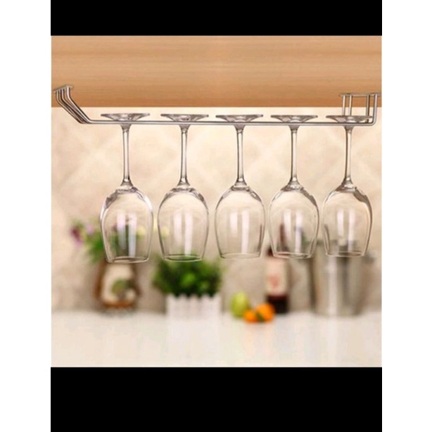 Rak Gelas Gantung Mini Bar Stainless Estetik