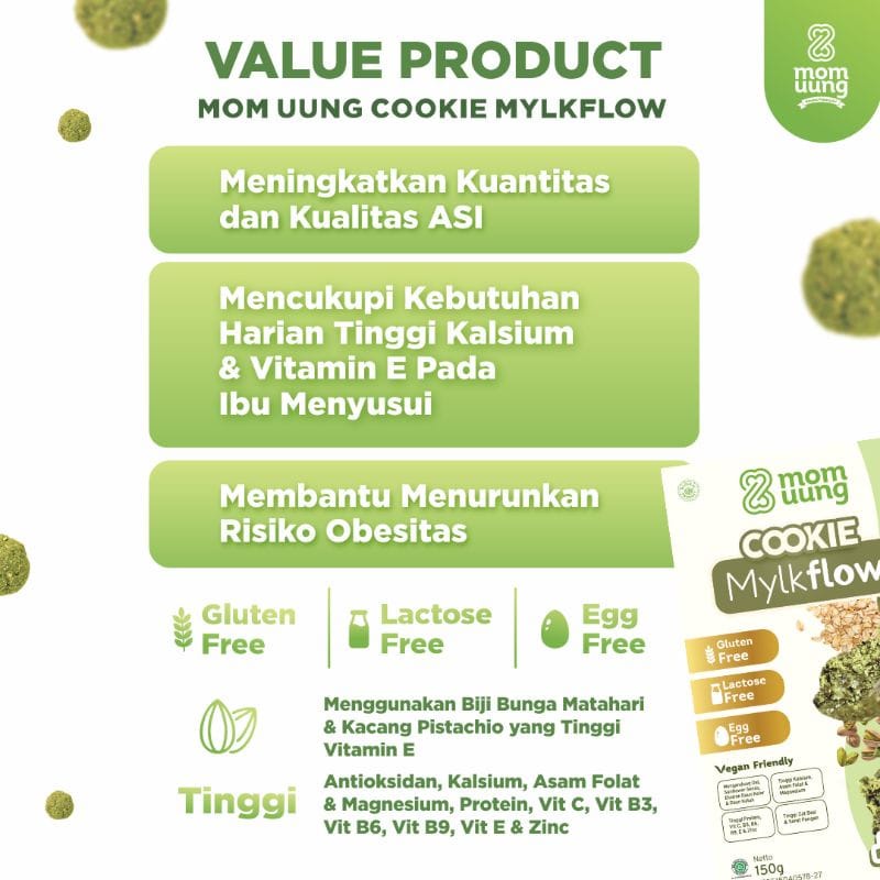 MOM UUNG MYLKFLOW COOKIES 150 gr (Clasic Choco dan Matcha Pistachio)