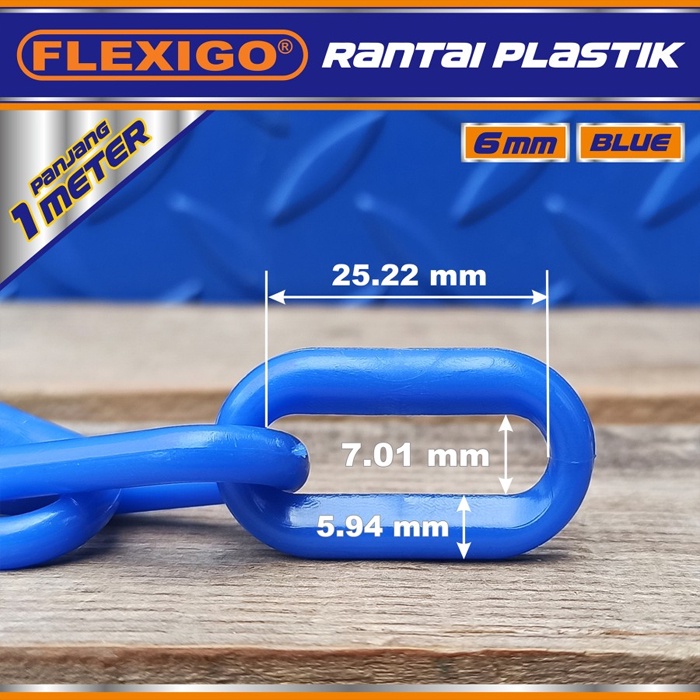 Rantai Plastik Traffic Cone Plastic Chain 6 mm ( 1 meter ) Biru