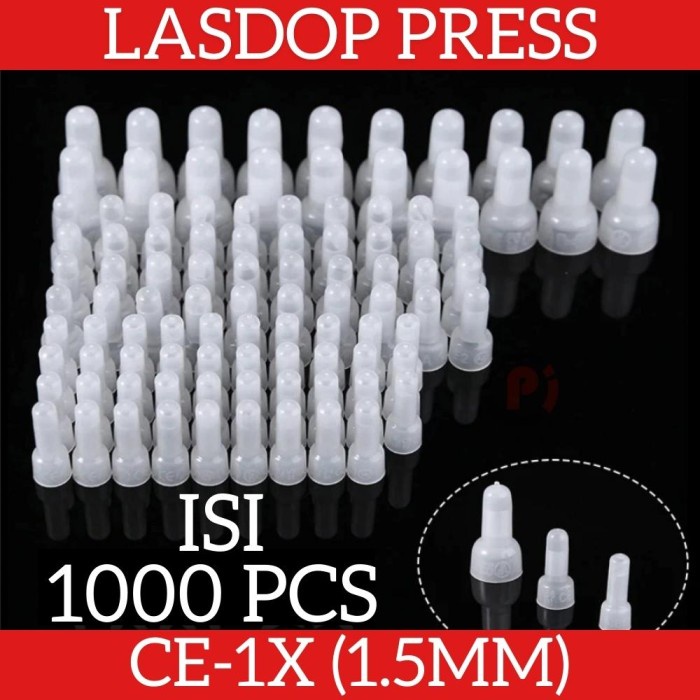 Isi 1000 Pcs Lasdop CE1 / CE1X Press Close End Wire Untuk Kabel 1.5mm