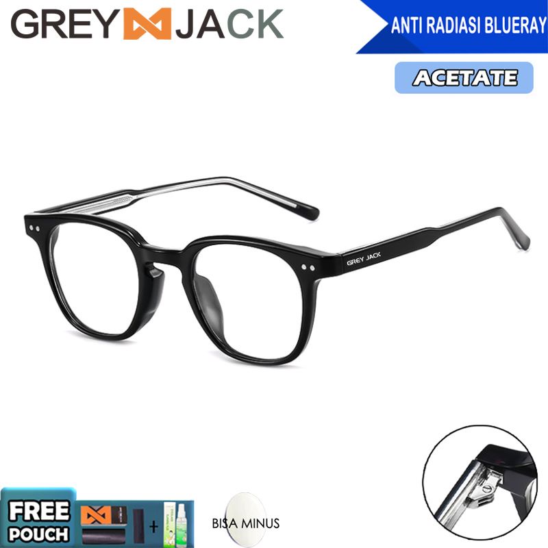 Grey Jack Kacamata Antiradiasi Blueray Acetate Style Kotak Bisa Minus Antiradiasi Blueray Photocromi