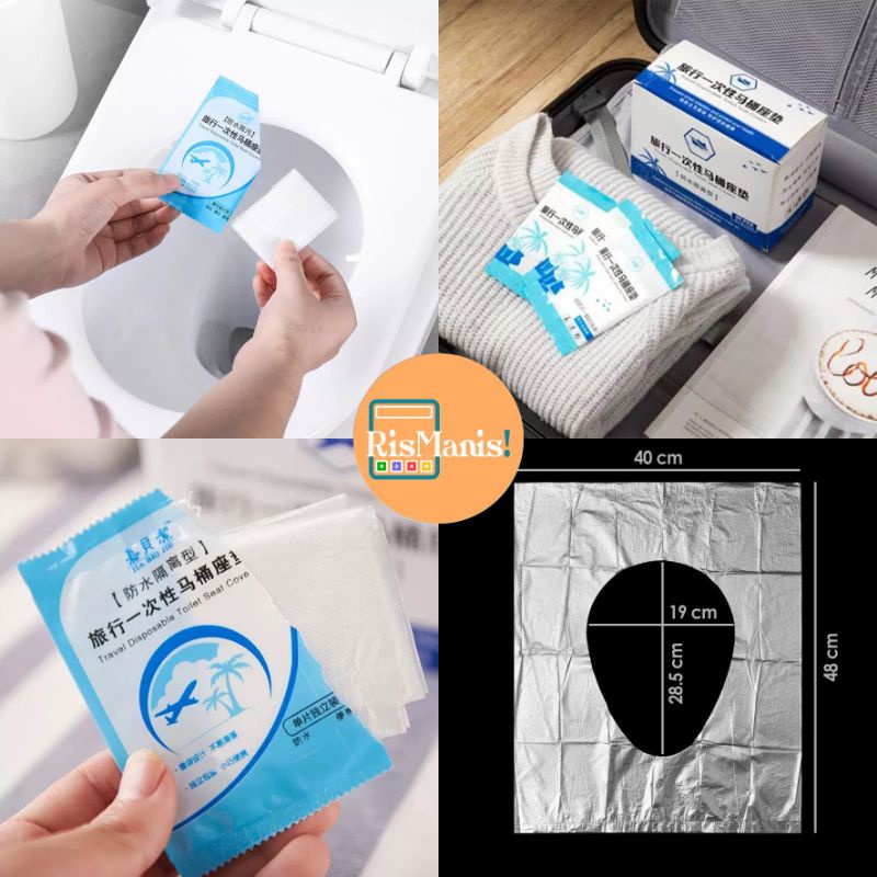 WATERPROOF TOILET SEAT COVER - 1 pcs Alas Duduk Kloset Plastik Bening Transparan Tahan Air Sekali Pakai Higienis Traveling Ukuran Portable Penutup Dudukan Closet Kamar Mandi WC Umum