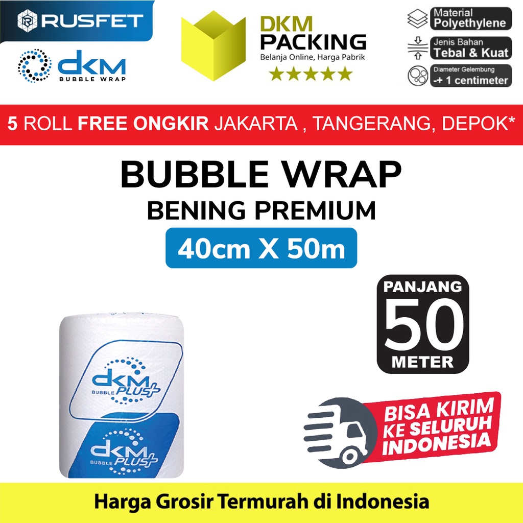 

Plastik Bubble Wrap Bening 40cm x 50m Bubblewrap DKM PLUS PREMIUM TERMURAH / ROLL
