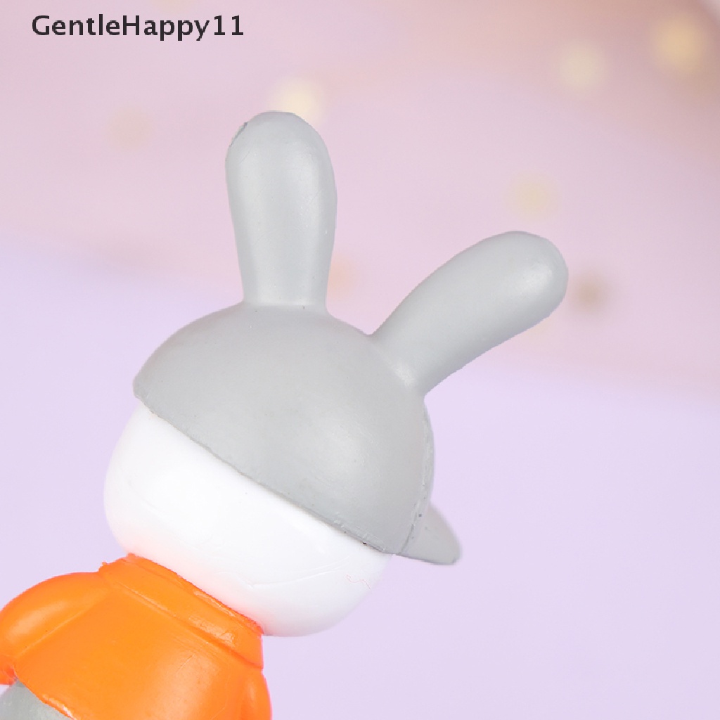 Gentlehappy Patung Dekorasi Pemandangan Miniatur Kelinci Kaki Panjang Resin Lucu Home Decor id