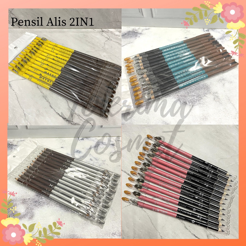 [LUSINAN] Pensil Alis 2in1 (Warna Hitam + Coklat)