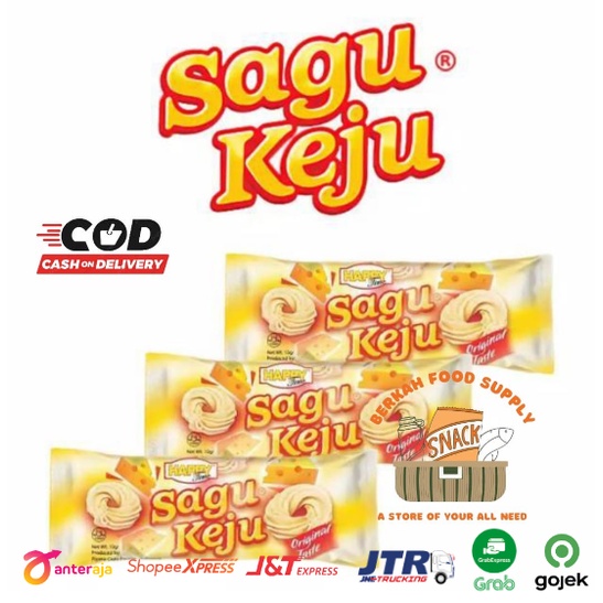 

( BERKAH ) Sagu Keju Happy Time Kue Kering 1 pack isi 20 pcs @10gr Original Keju Pandan Moka snack cemilan kue kering Enak