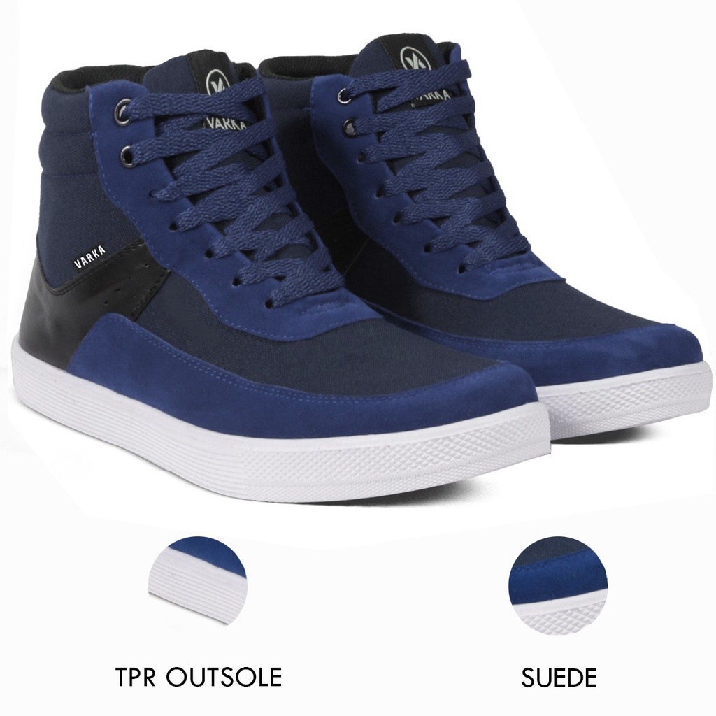 Sepatu Sneakers Pria V 51113 Brand Varka Sepatu Kets Tinggi Kuliah Kerja Hangout - Navy