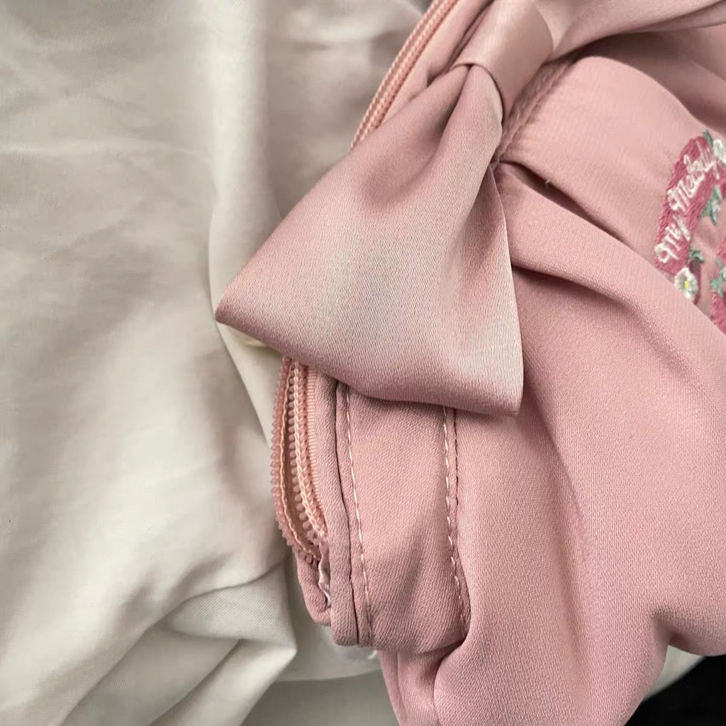 ⊙☈№Sera 2022 baru Jepang lucu berkapasitas besar kawaii Melody busur tangan membawa tas kosmetik tas penyimpanan bordir