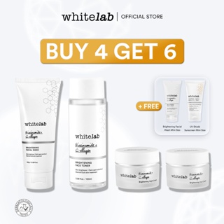 Image of [BUY 4 GET 6] Whitelab Brightening Paket Wajah - Pencerah, Pemutih, Anti Kusam Dengan Niacinamide, Hyaluronic, Collagen [BPOM]
