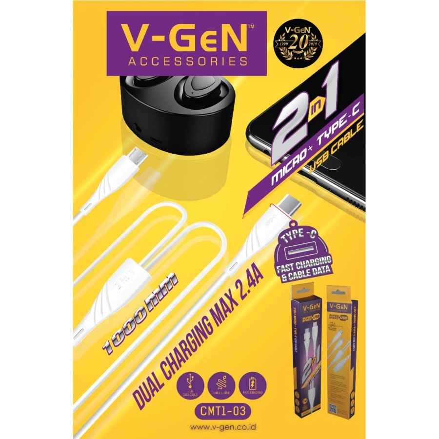Kabel Data 2 in 1 Micro USB & Type-C VGEN 2IN1 CMT1-03