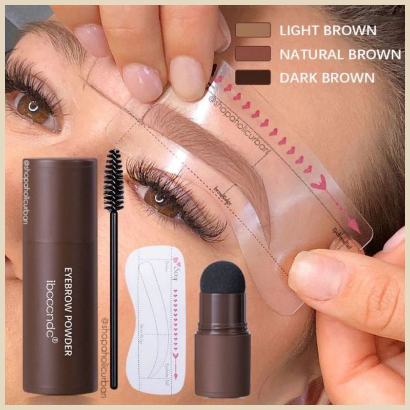 Medan Termurah Powder eyebrow ibcccndc + Satu set cetakan alis + kuas 2 pc powder plus brushes and stencils