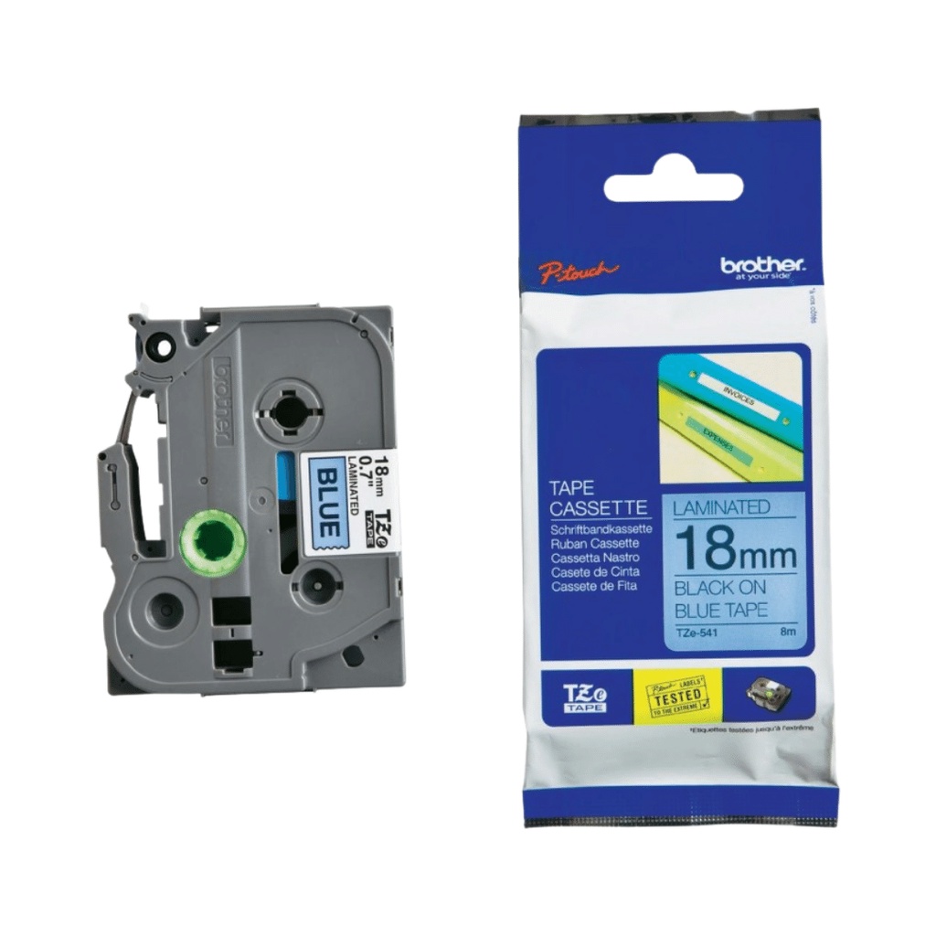 

BROTHER TZE-541 BLACK ON BLUE, 18MM TZE 541 8MTR