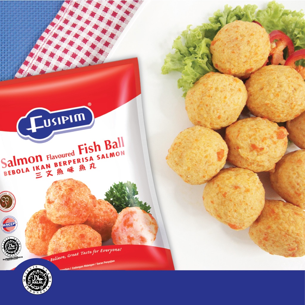 Frozen Food Fusipim Salmon Fish Ball Bakso Ikan Berperisa Salmon 400gr