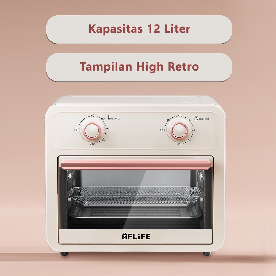 FLIFE Air Fryer Oven Mini Kapasitas 12 Liter OV12E - Garansi Resmi