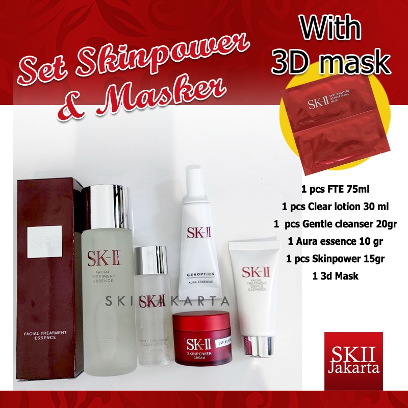 SK-II SK II SKII SK SET LENGKAP SKINPOWER AURA ESSENCE DAN 3D MASK