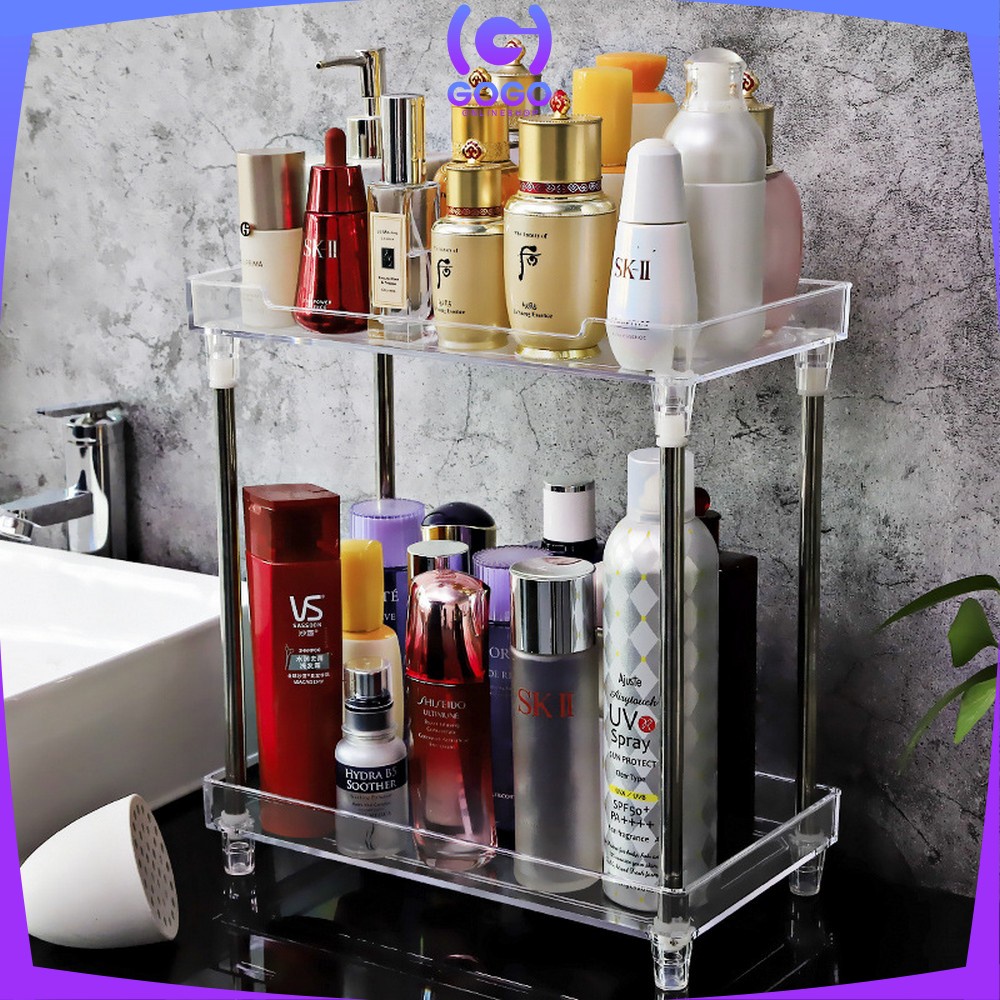 GOGO-K15 Rak Kosmetik Acrylic 2 / 3 Tingkat Serbaguna Rak Penyimpanan Multifungsi / Make up organizer