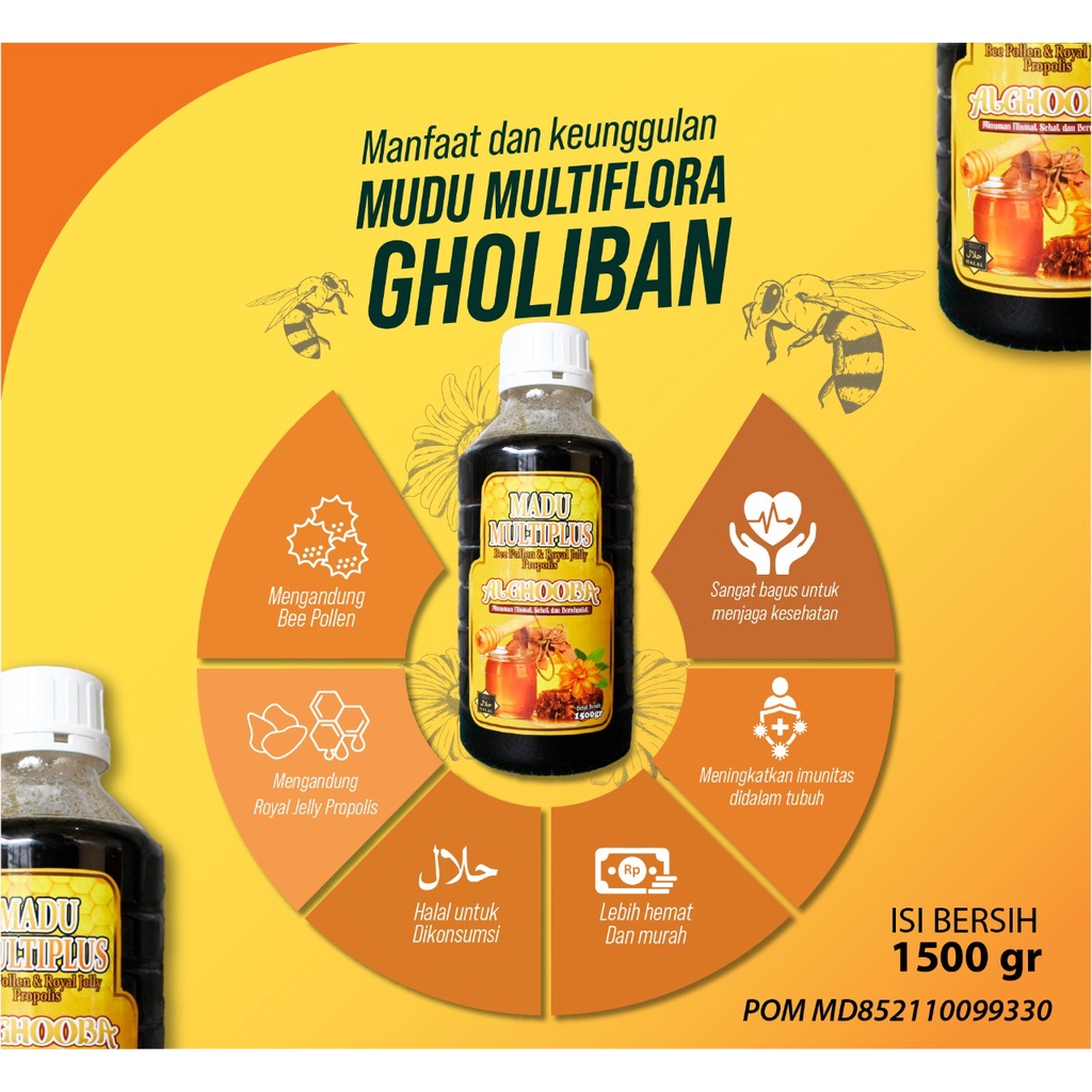 

Madu Hutan MULTIPLUS Alghooba Plus Royal Jelly dan Propolis 1500gr
