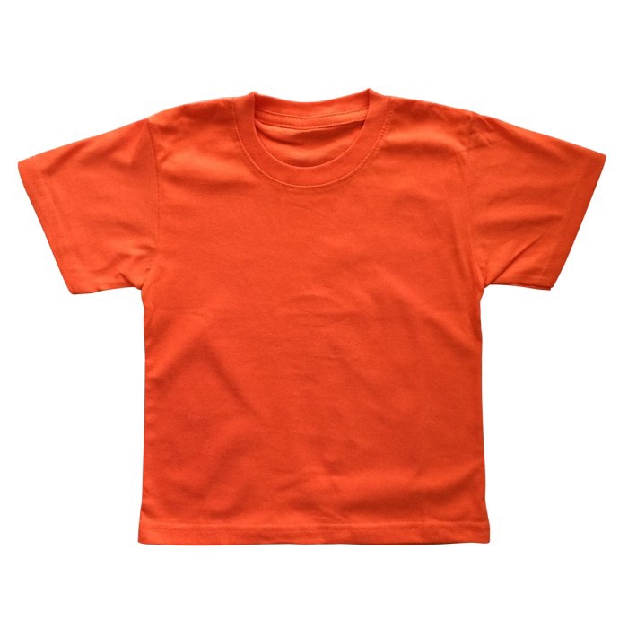 Kaos Polos Atasan Pria Wanita Oblong Pendek PE Soft || Baju Polos Pria Termurah-Orange Anak 1th