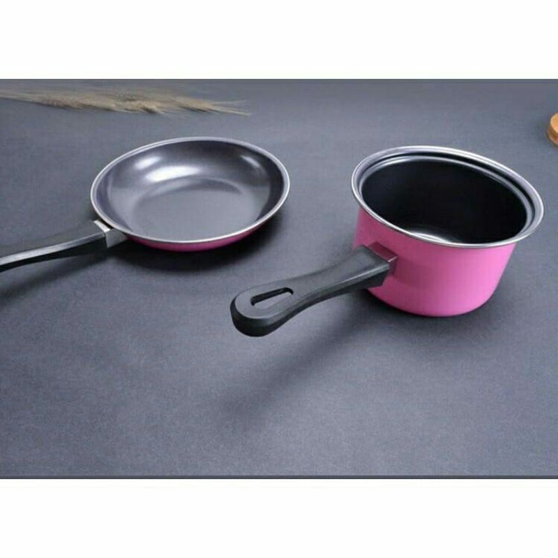 Pastela Set Milkpan 14cm &amp; Frypan 20cm/ Pastella Panci Teflon