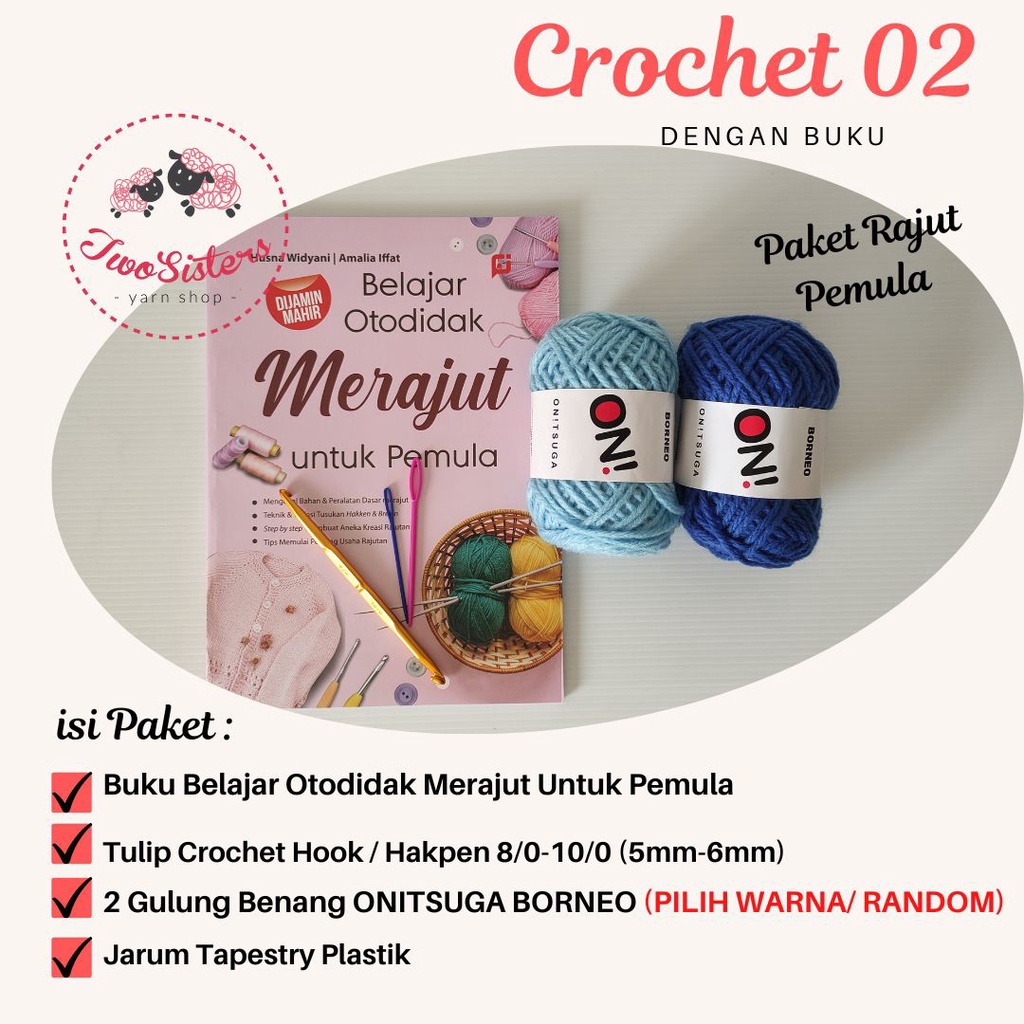 Paket Rajut Pemula/ Merajut Pemula/ Perajut Pemula - Crochet 02A
