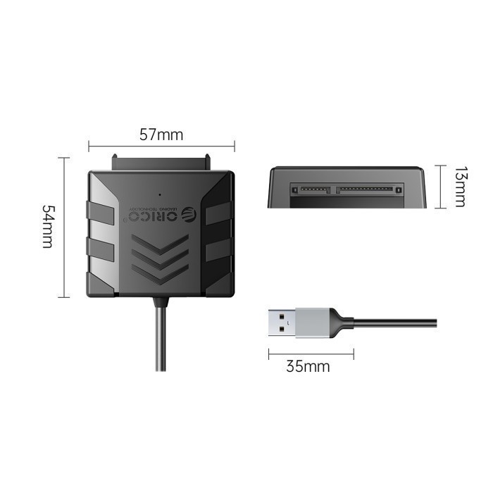 Usb A 3.0 to sata 2.5&quot; ssd hdd 22 pin cable orico 5Gbps 50cm with usb-c pd adapter uts1-3a-05 - Usb2.0 to 2.5 inch sata 7+15 pin