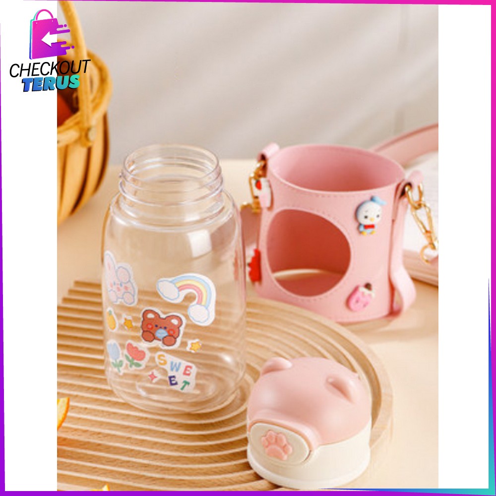 CT C711 Botol Minum Anak Sekolah Motif Karakter 650ML Anti Tumpah Pouch Tumbler Minum Balita Anak TK Sedotan Tali Panjang Serbaguna