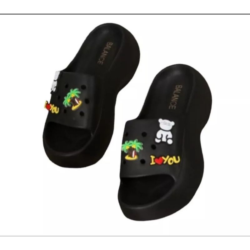 Sandal SOU Jabbitzz,Sandal Slop Wanita Wedges 5cm Berbahan EVA Rubber Phylone