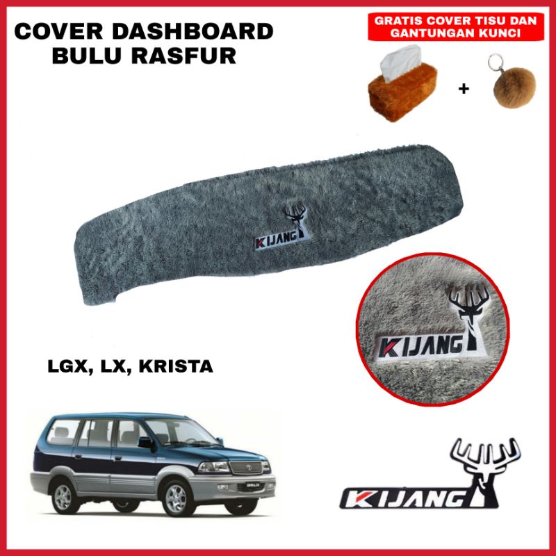 Cover alas dashboard mobil KIJANG LGX/LSX/LX/KRISTA bulu custom nama