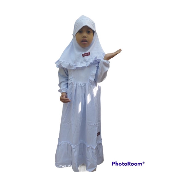 real pict Gamis anak perempuan putih,gamis manasik haji