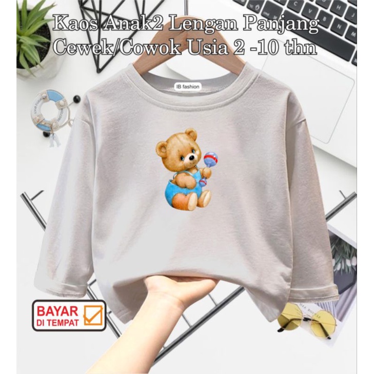 ((IB))KAOS ANAK2 UNISEX PANJANG/TEDDY BEAR DIGITAL SABLON