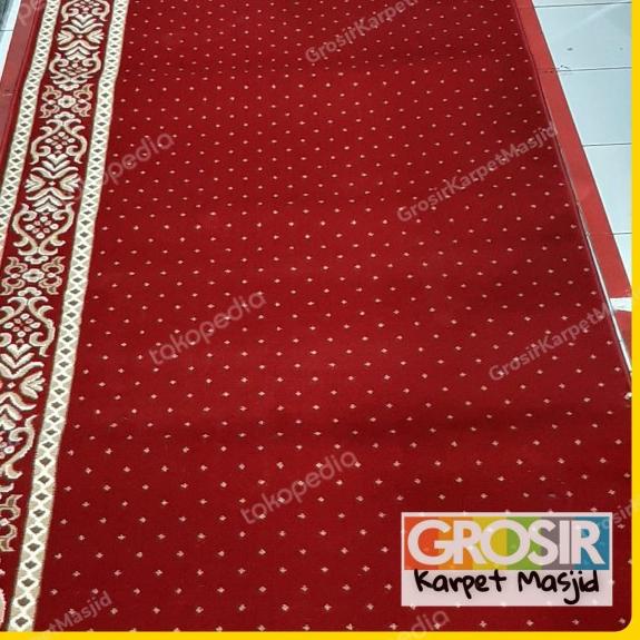 Sajadah tebal 11mm sejadah masjid Karpet masjid Almira meteran murah - Merah Polos