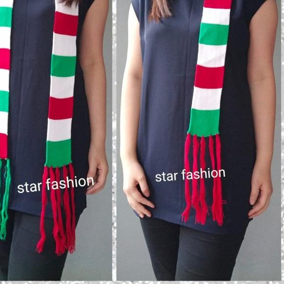 syal/syall/shawl/natal rajut merah putih hijau kecil